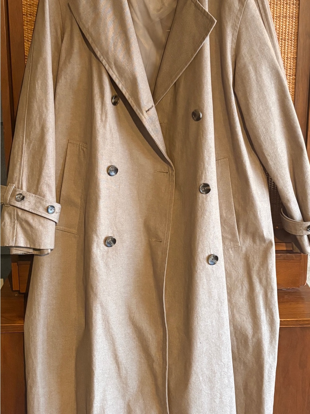 Alex Mill Double-Breasted Trench Coat in Dark Khaki